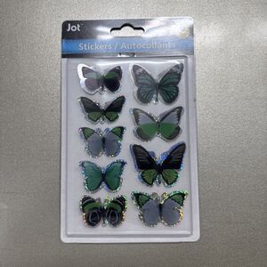 BUTTERFLIES Butterfly Bright Medium Green Black Silver Jot Stickers